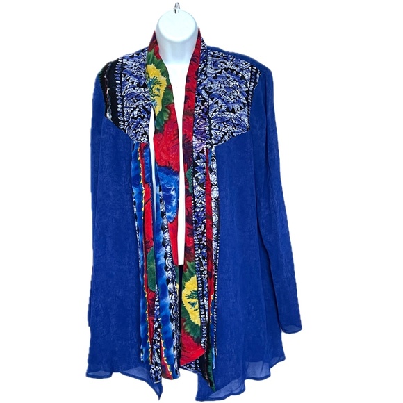 Platinum Dorothy Schoelen Vintage Jacket Blazer Sz M Artsy Boho Art to Wear Blue - Picture 3 of 7